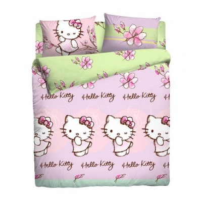 Детское 1,5 спальное постельное белье "Hello Kitty" Ранфорс