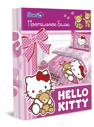 Детский 1,5 спальный комплект постельного белья  "Hello Kitty" "Лучшие друзья" Ранфорс
