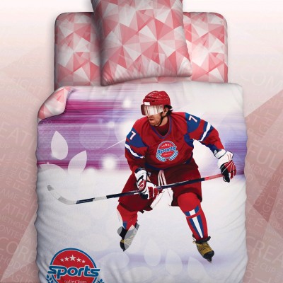Детский 1,5 спальный комплект постельного белья "Hockey" Sport "Unison Teens" Биоматин