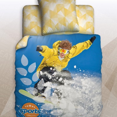 Детское 1,5 спальное постельное белье "Snowboarding" Sport "Unison Teens" Биоматин