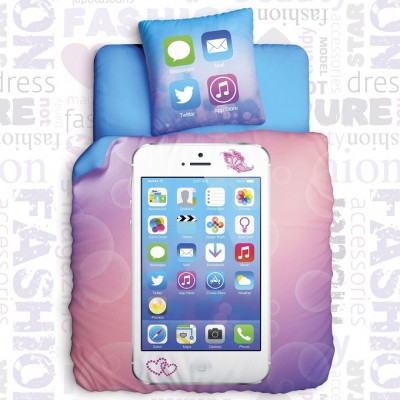 Детский 1,5 спальный комплект постельного белья "Glamour Phone" Glamour "Unison Teens" Биоматин